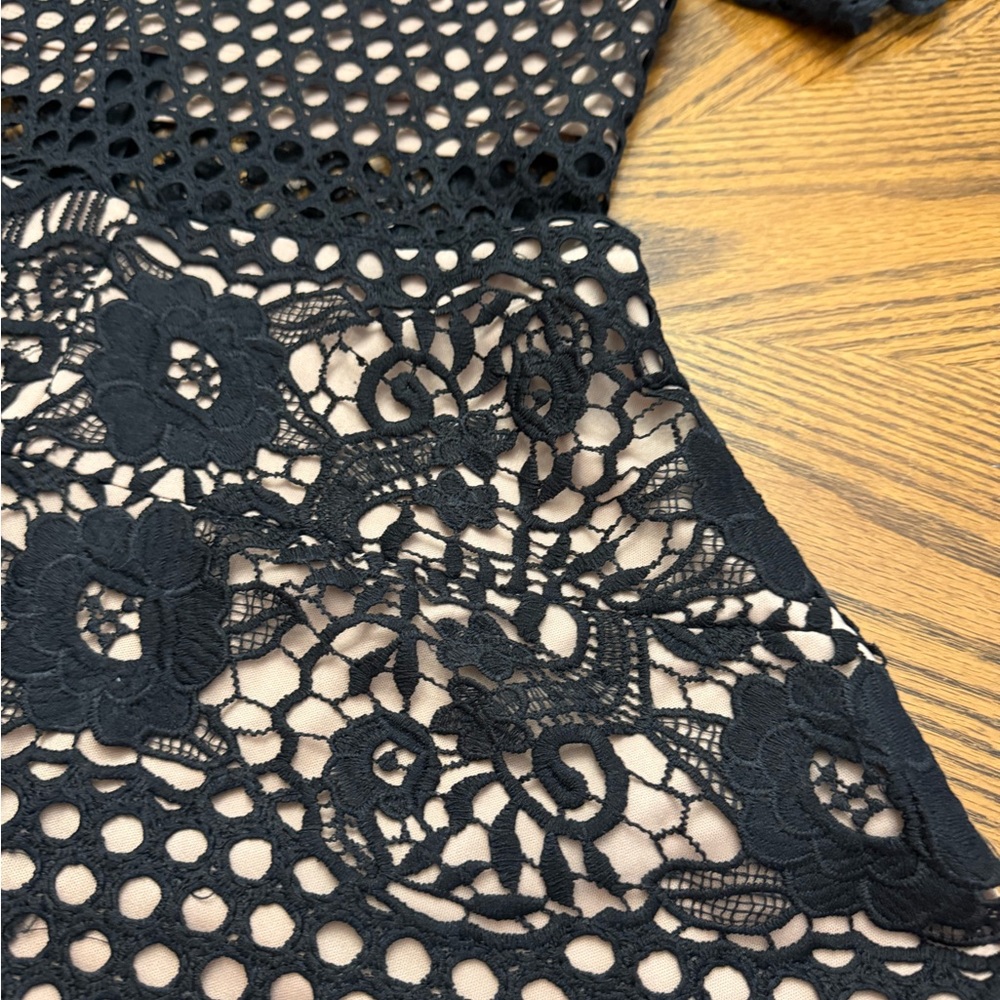 Ellison Black Crochet Top with Cream Accents - Picture 2 of 6